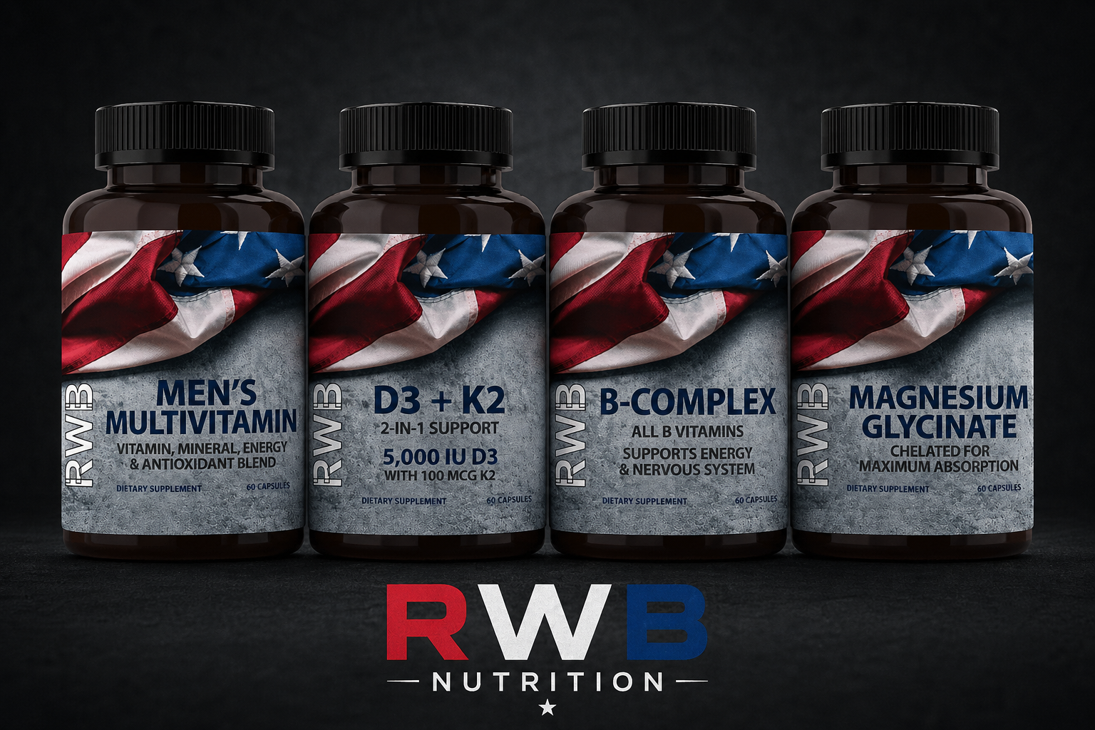 Foundation Stack — Men's Multivitamin, D3+K2, B-Complex, Magnesium Glycinate